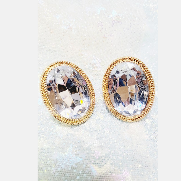 Large Rhinestone Stud Earring- GOLD