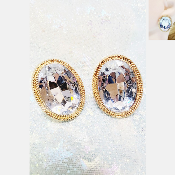 Large Rhinestone Stud Earring- GOLD